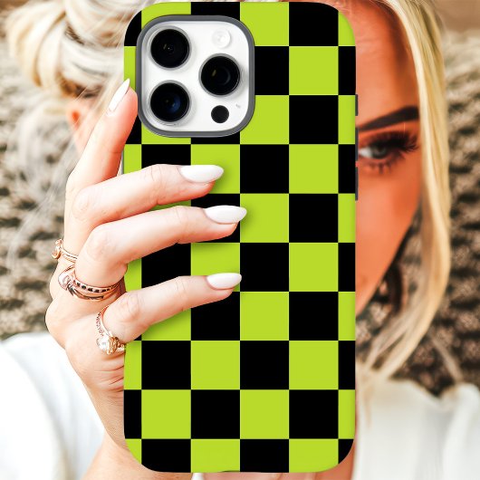 Green Black Checkerboard Case-Mate iPhone Case