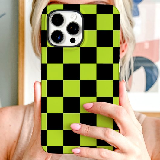 Green Black Checkerboard Case-Mate iPhone Case