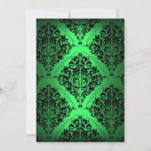 Green & Black Chic Damask Bachelorette Party Kaart (Achterkant)