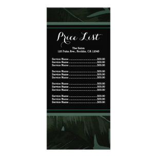 Green & Black Chic Tropische Bladeren Prijslijst M Reclamekaart
