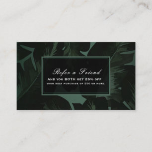 Green & Black Chic Tropische Bladeren Verwijs een Aanbevelingskaartje