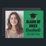Green Black Class of 2026 Graduation Photo Magnet<br><div class="desc">A personalized graduation announcement magnetic card in blue and black for a high school,  college,  or university from the class of 2026. Customize with your school name and graduating class under the lovely calligraphy for an elegant personalized graduate photo magnet with your senior portrait photograph.</div>