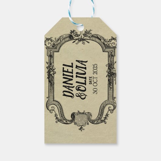 Green Black  Classic Wedding Cadeaulabel (Achterkant)