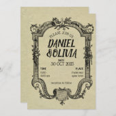 Green Black  Classic Wedding Kaart (Voorkant / Achterkant)