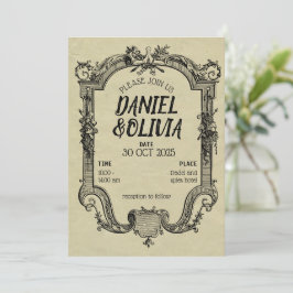 Green Black Classic Wedding Kaart