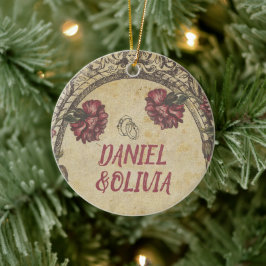 Green Black Classic Wedding Keramisch Ornament