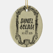 Green Black  Classic Wedding Keramisch Ornament (Rechts)