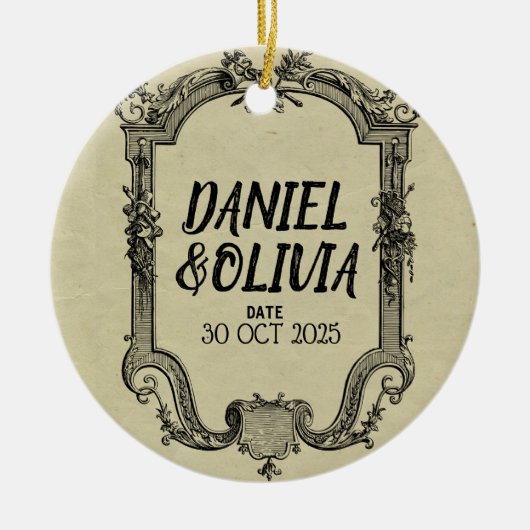 Green Black Classic Wedding Keramisch Ornament (Voorkant)