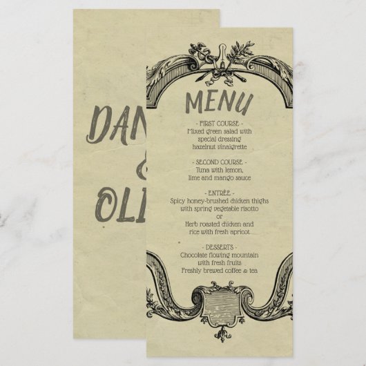 Green Black  Classic Wedding Menu (Voorkant / Achterkant)