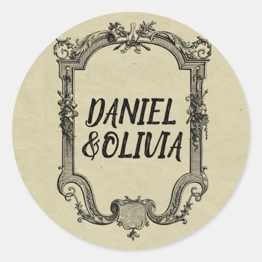 Green Black  Classic Wedding Ronde Sticker (Voorkant)