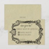 Green Black Classic Wedding RSVP Kaartje (Voorkant / Achterkant)