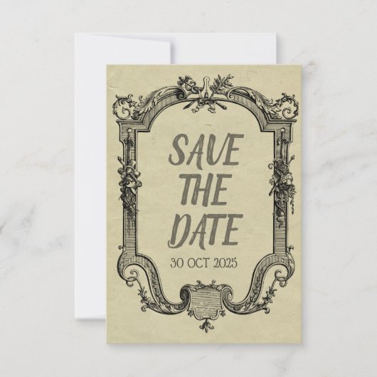 Green Black  Classic Wedding Save The Date (Voorkant)