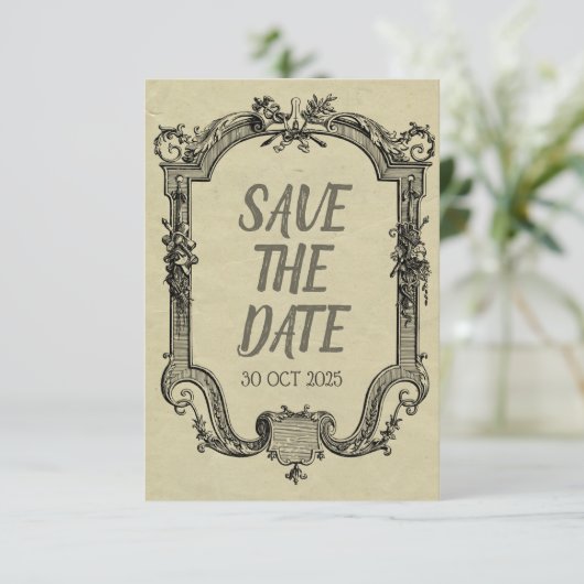 Green Black  Classic Wedding Save The Date (Staand voorkant)