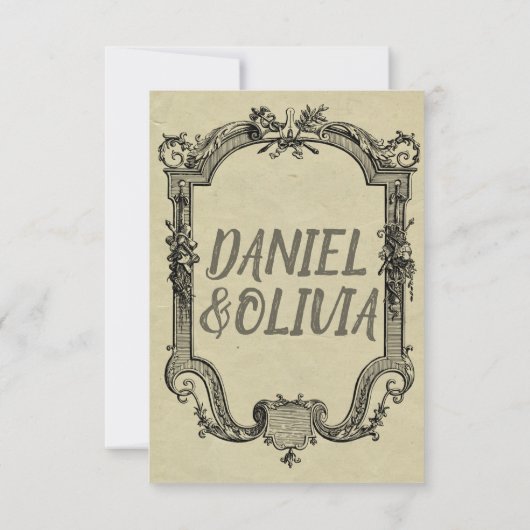 Green Black  Classic Wedding Save The Date (Achterkant)