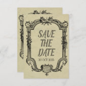 Green Black  Classic Wedding Save The Date (Voorkant / Achterkant)