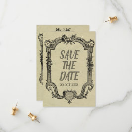 Green Black Classic Wedding Save The Date