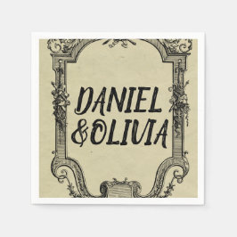 Green Black Classic Wedding Servet