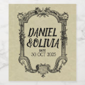 Green Black  Classic Wedding Wijn Etiket (Enkel label)