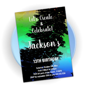 Green Black Colors Paint Birthday-uitnodigingen Kaart