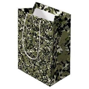 Green Black Cream Camouflage Patroon Party Medium Cadeauzakje