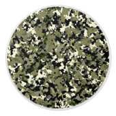 Green Black Cream Camouflage Pattern Print Keramische Knop (Voorkant)
