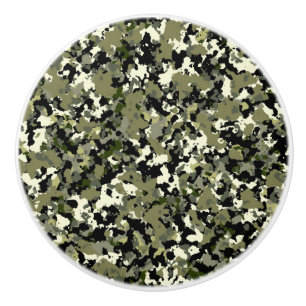 Green Black Cream Camouflage Pattern Print Keramische Knop