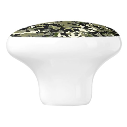 Green Black Cream Camouflage Pattern Print Keramische Knop (Zijkant)