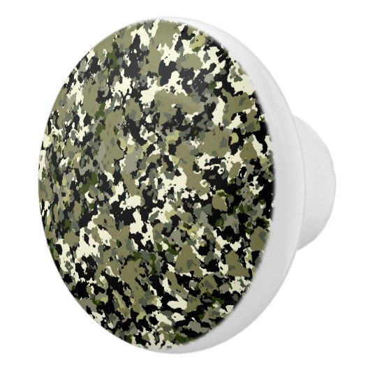 Green Black Cream Camouflage Pattern Print Keramische Knop (Rechts)