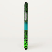 GREEN BLACK DAMASK GEM MONOGRAM Aqua Blue Ribbon Case-Mate iPhone Case (Achterkant / rechts)