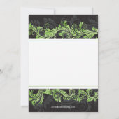 Green Black Damask Swirl Jubileum Invitation Kaart (Achterkant)