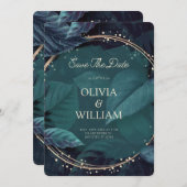 Green Black Elegant Save the Date Invitation (Voorkant / Achterkant)