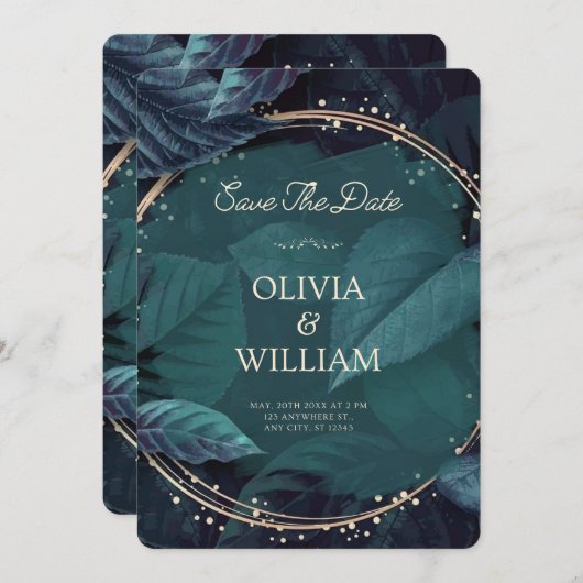 Green Black Elegant Save the Date Invitation (Voorkant / Achterkant)