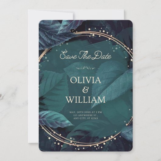 Green Black Elegant Save the Date Invitation (Voorkant)