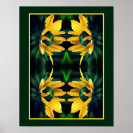 Green Black Eyed Susan Abstract Flower Art Poster