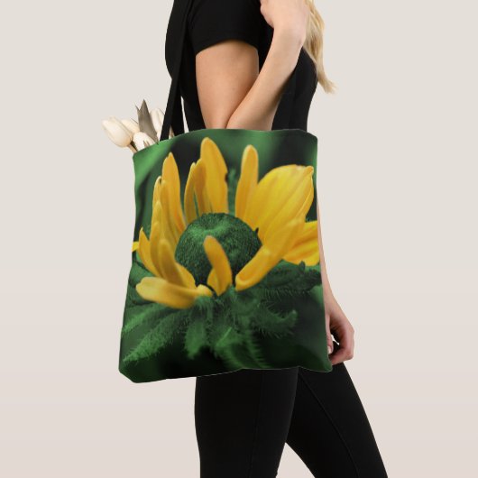 Green Black Eyed Susan Flower Abstract Tote Bag (Dichtbij)