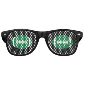 Green & Black Football Fan Gameday Tailgate Party Retro Zonnebril (Voorkant)