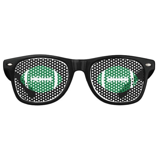 Green & Black Football Fan Gameday Tailgate Party Retro Zonnebril (Voorkant)