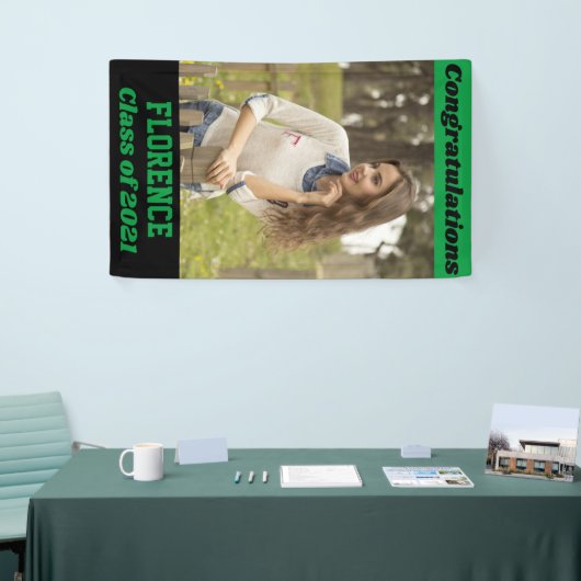 Green Black Gefeliciteerd Afstuderen Spandoek (Beurs)