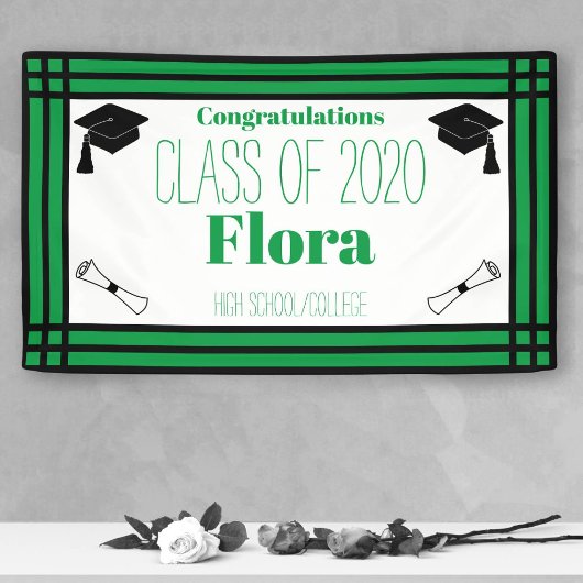 Green Black Geometric Graduation Party Spandoek