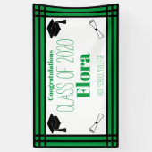 Green Black Geometric Graduation Party Spandoek (Verticaal)