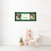 Green Black Geometric Two Photos Afstuderen Spandoek (Insitu)