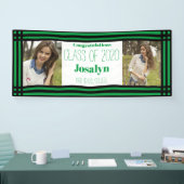 Green Black Geometric Two Photos Afstuderen Spandoek (Beurs)