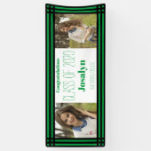Green Black Geometric Two Photos Afstuderen Spandoek (Verticaal)