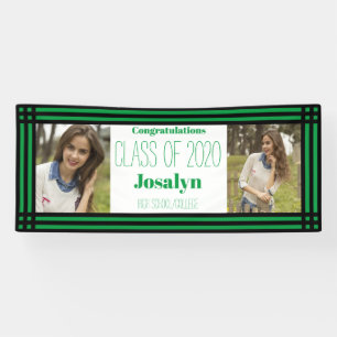 Green Black Geometric Two Photos Afstuderen Spandoek