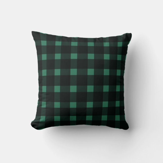 Green Black Gingham Pattern Kussen (Voorkant)