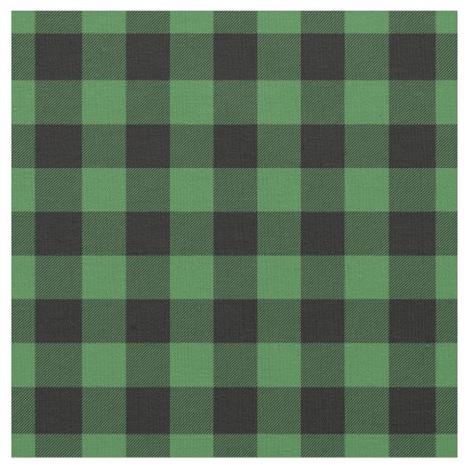 Green & Black Gingham Plaid Stof (Close Up)