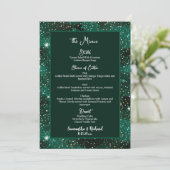 Green Black Glitter 5x7" Wedding Menu (Staand voorkant)