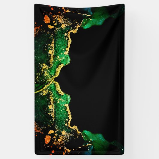 Green Black Gold Artistic Backdrop Banner (Verticaal)