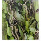 Green Black Gold Deluxe Abstracte art Douchegordijn (Voorkant)
