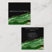 Green Black Gold Glitter Agate Beauty Stylist Vierkante Visitekaartje (Voorkant / Achterkant)